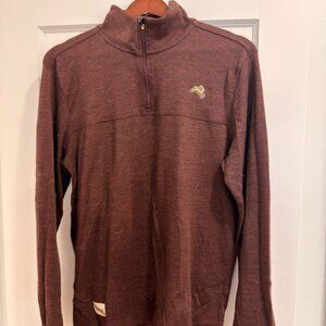 Tracksmith Downeaster Quarter Zip Merino Sweater - Men's Medium (M) - Wine